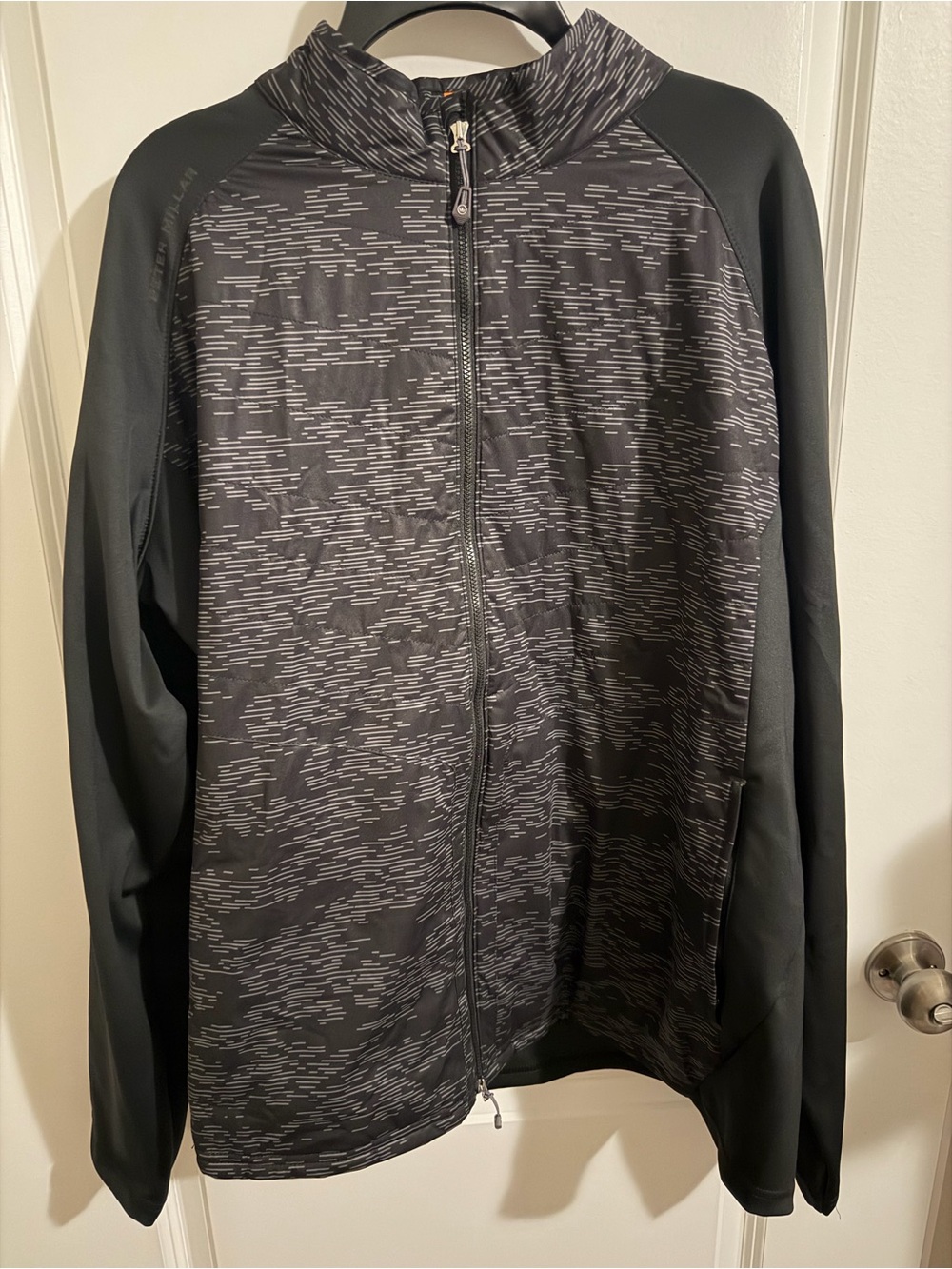Peter Millar Men's Black Patterned Full-Zip Jacket